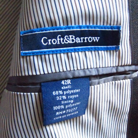 NWT MENS CROFT & BARROW Dark Charcoal Classic Sport Coat Blazer Jacket Size 42R - Picture 7 of 13